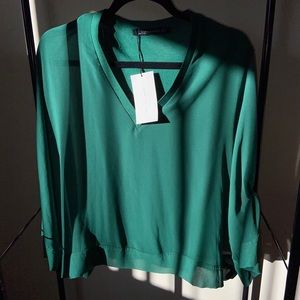 NWT Zara lined green blouse